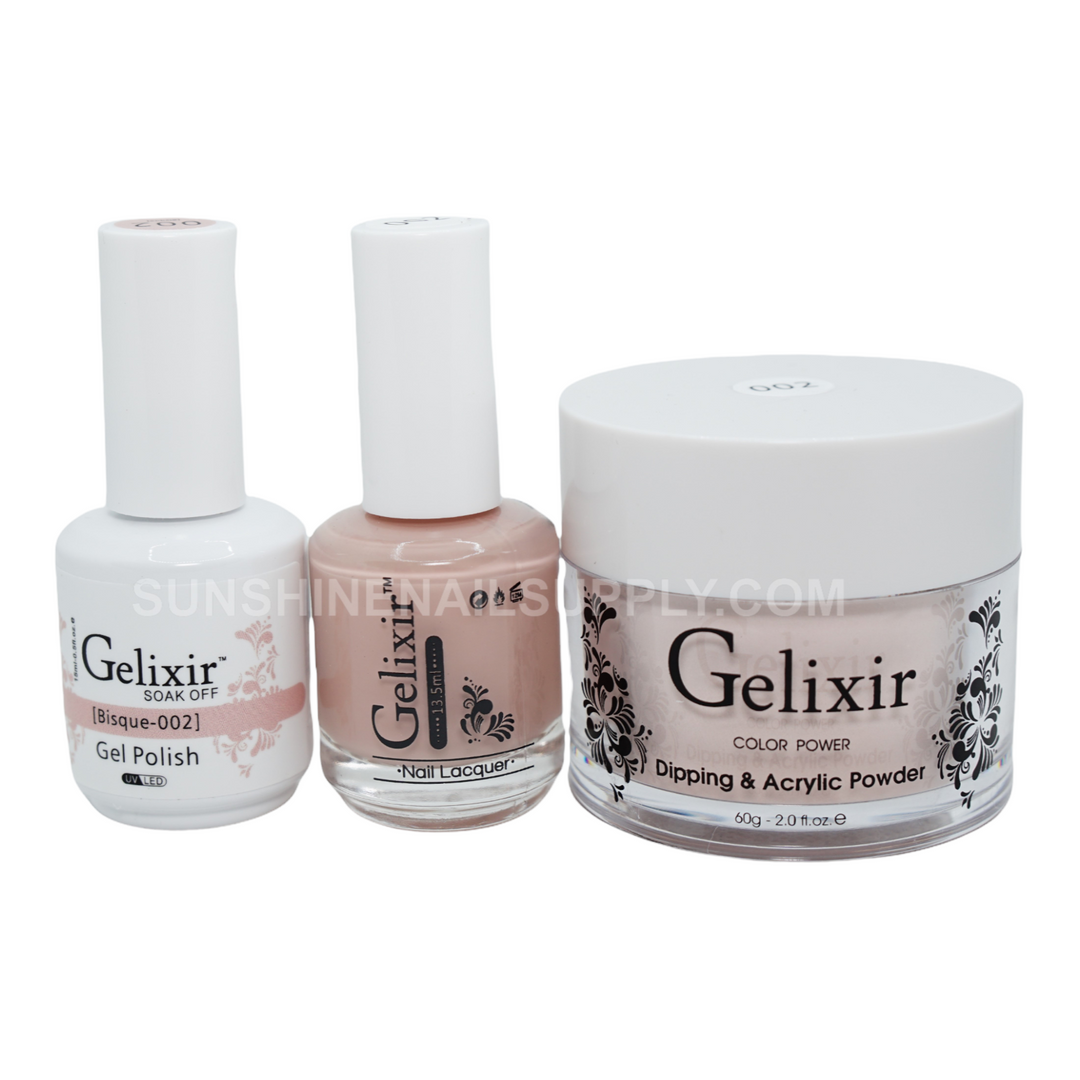 #002 - Gelixir UV/LED Soak Off Gel polish - Bisque 3 in1