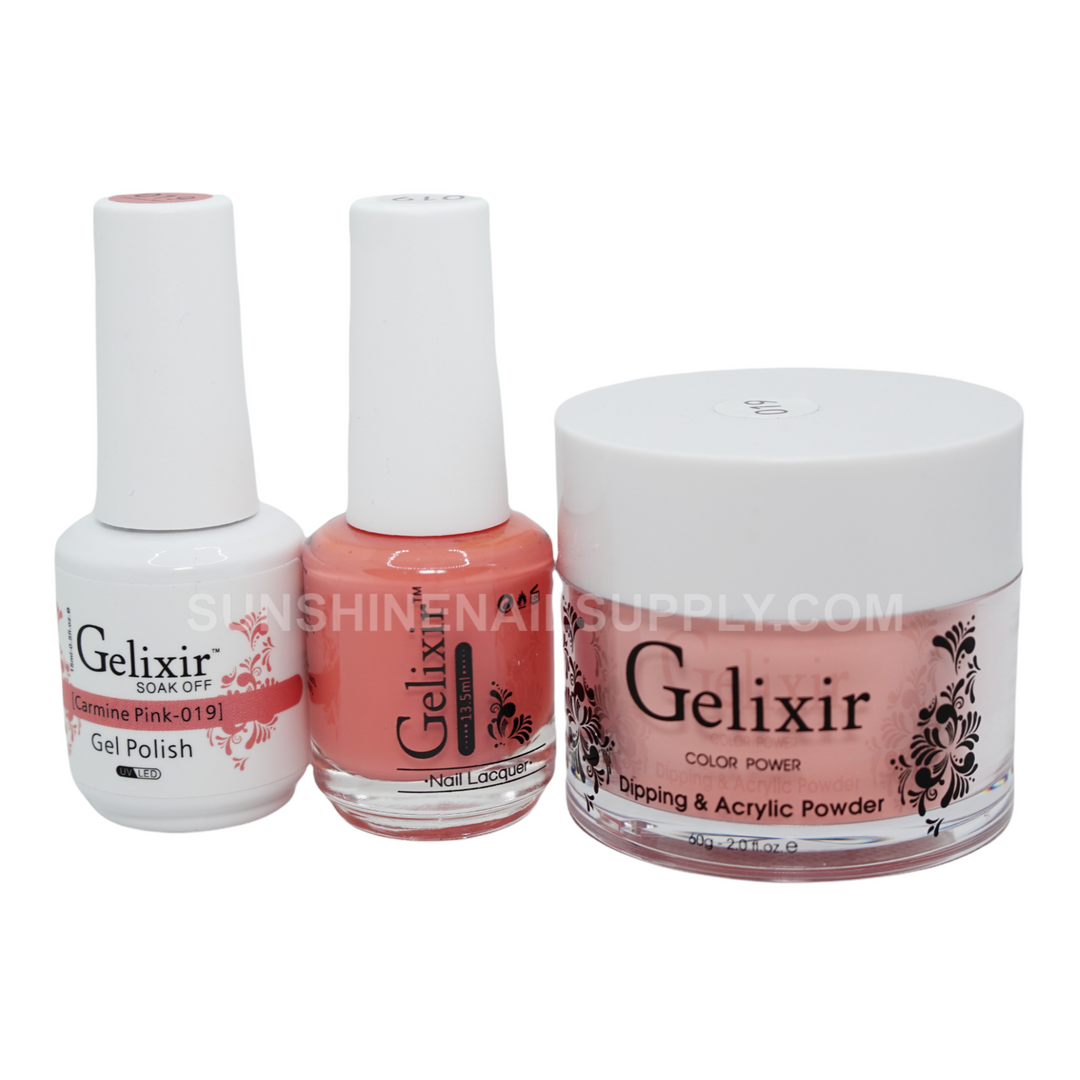 #019 - Gelixir UV/LED Soak Off Gel polish - Carmine Pink 3in1