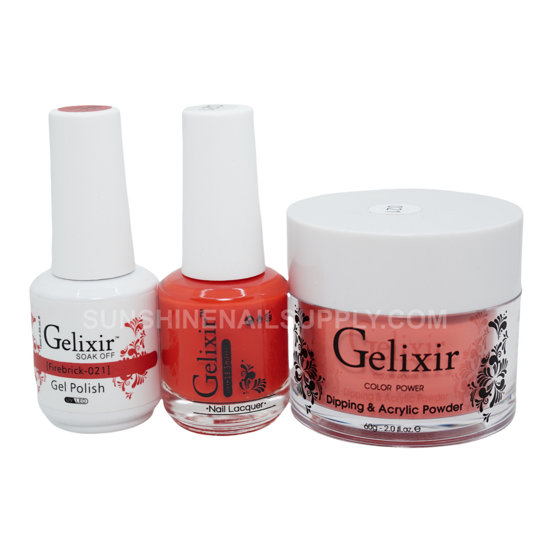 #021 - Gelixir UV/LED Soak Off Gel polish - Firebrick 3in1