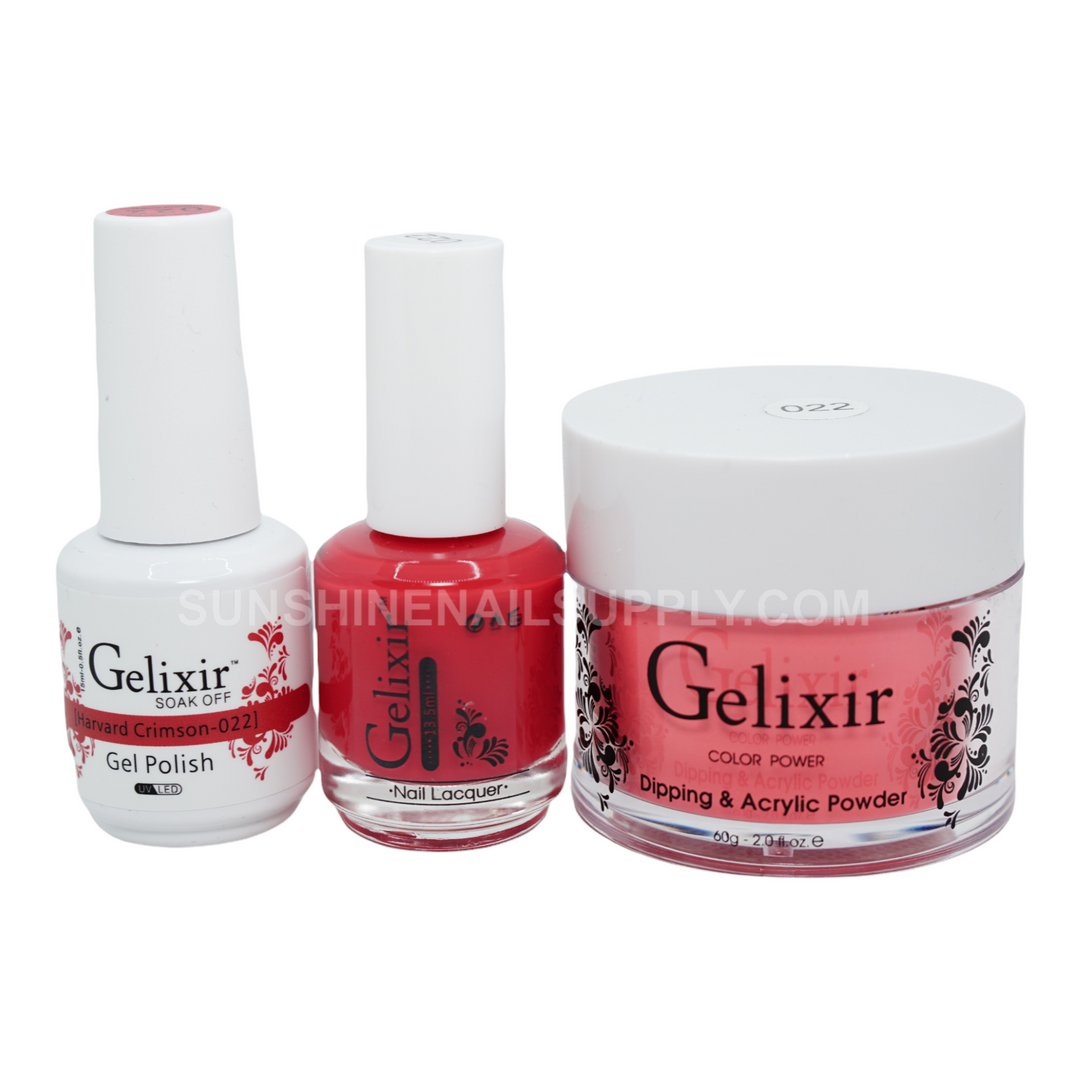 #022 - Gelixir UV/LED Soak Off Gel polish - Harvard Crimson 3in1