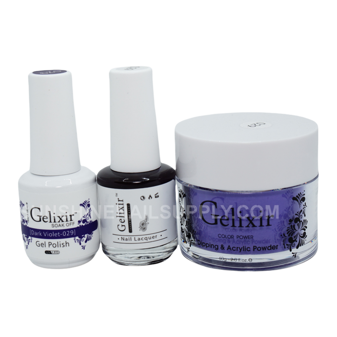 #029 - Gelixir UV/LED Soak Off Gel polish - Dark Violet 3in1