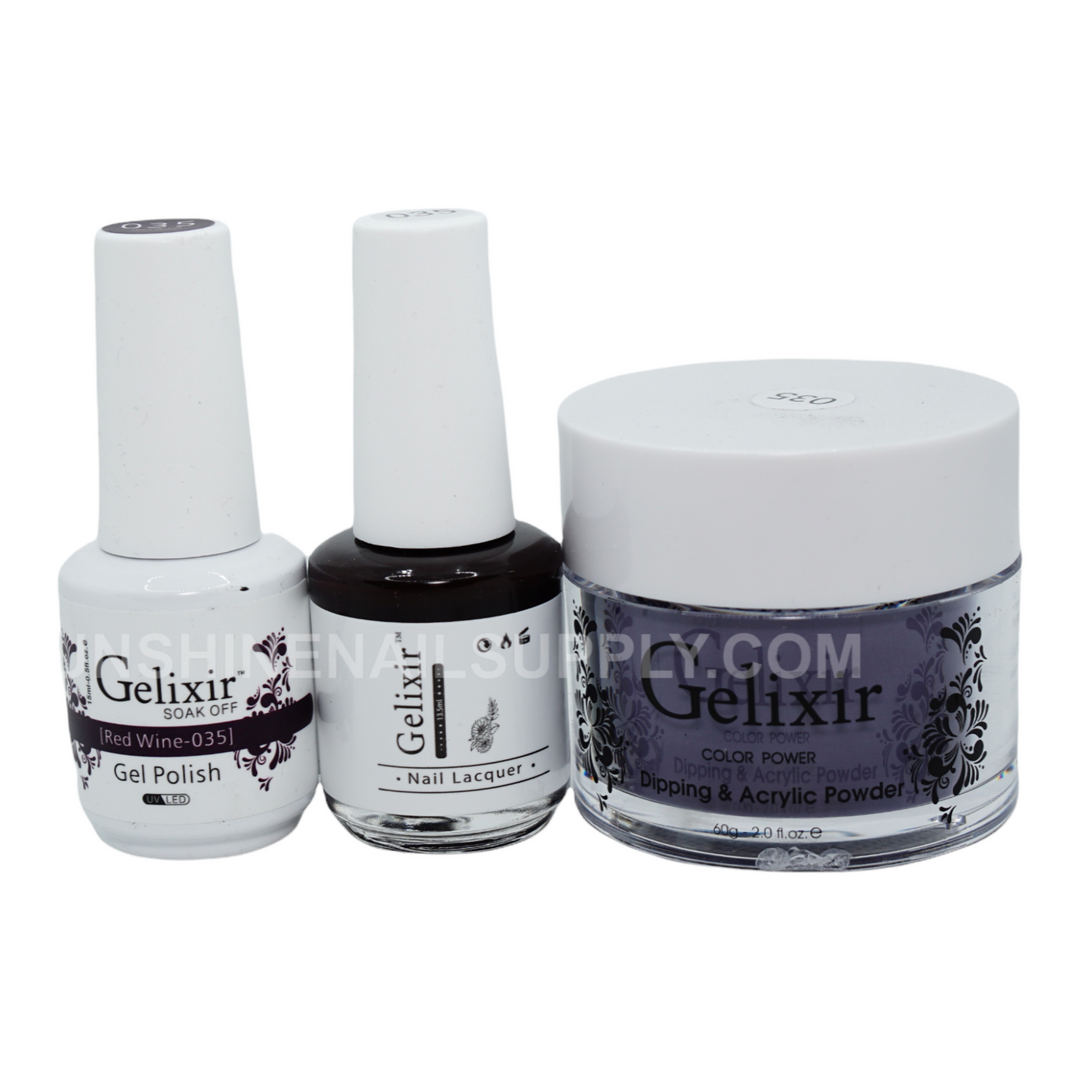 #035 - Gelixir UV/LED Soak Off Gel polish - Red Wine 3in1