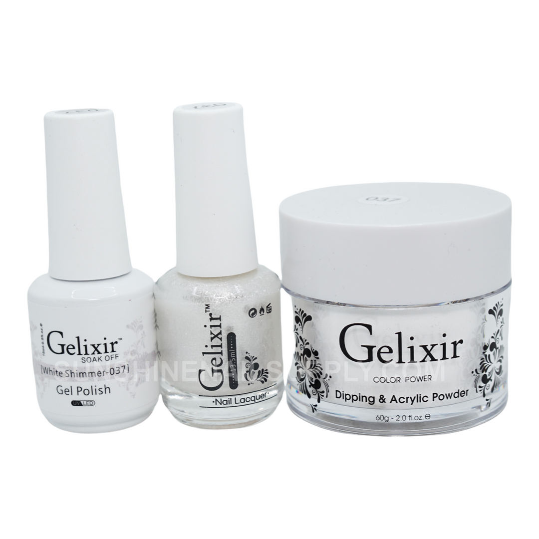 #037 - Gelixir UV/LED Soak Off Gel polish - White Shimmer 3in1
