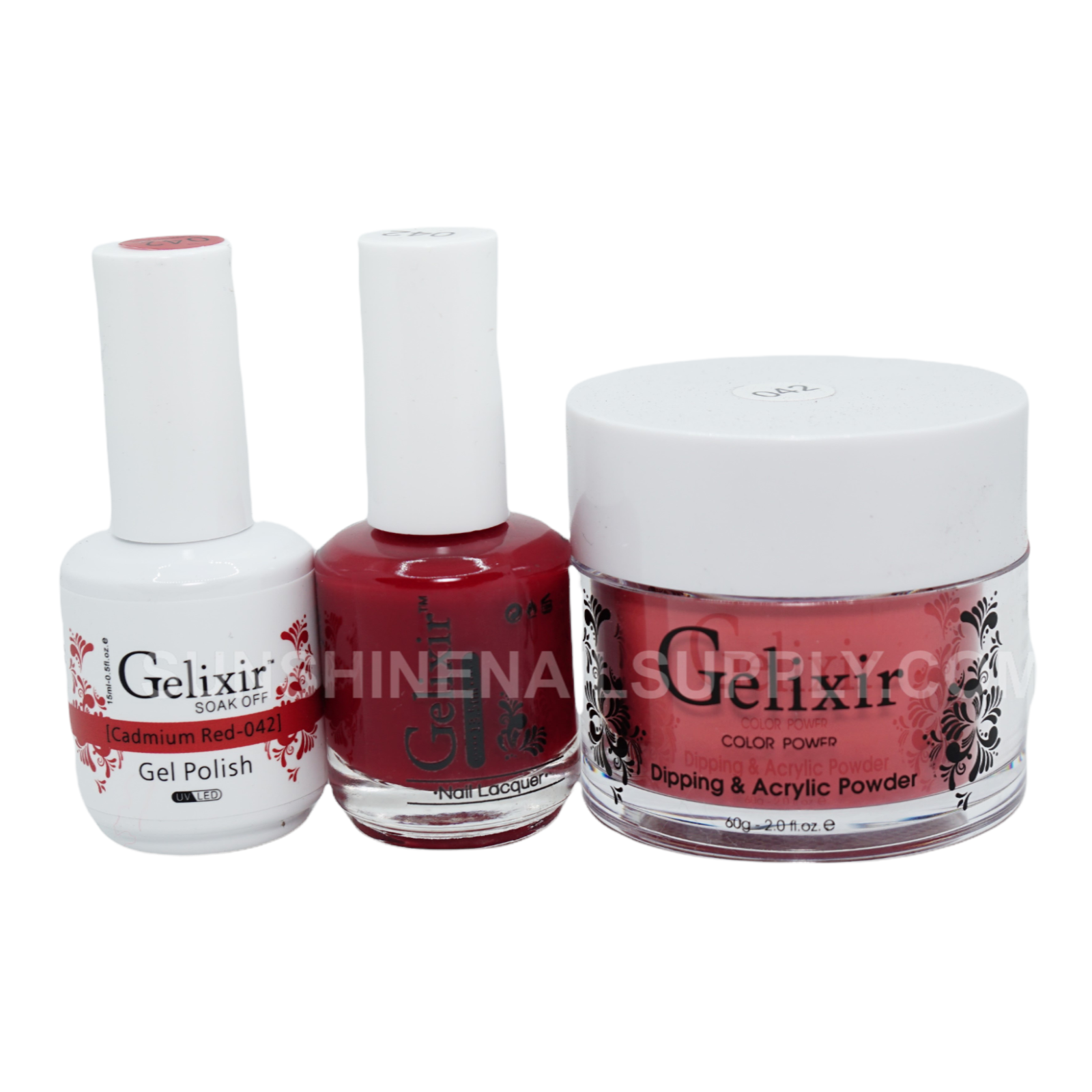 Gelixir 3 in 1 - 057 Radical Red - Acrylic & Dip Powder, Gel & Lacquer