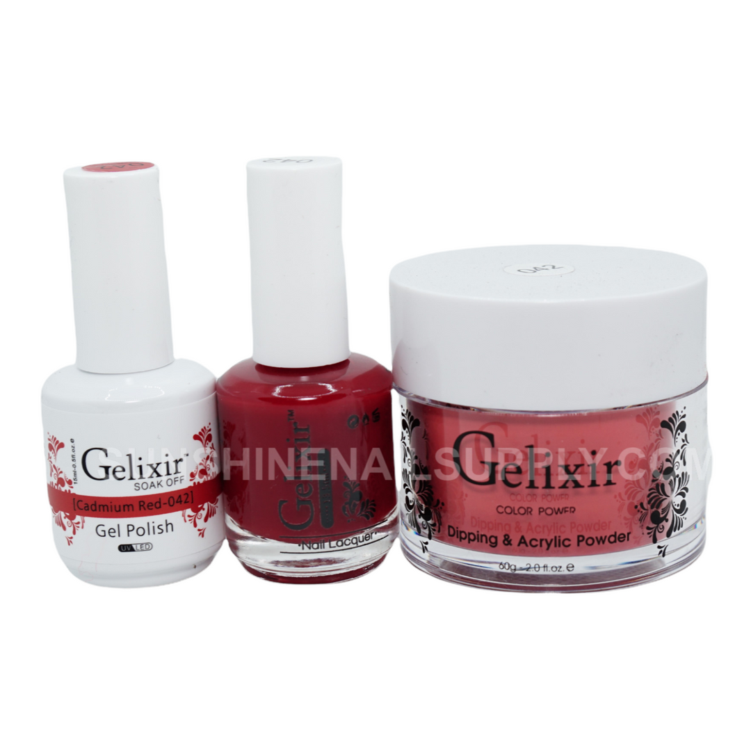 #042 - Gelixir UV/LED Soak Off Gel polish - Cadmium Red 3in1