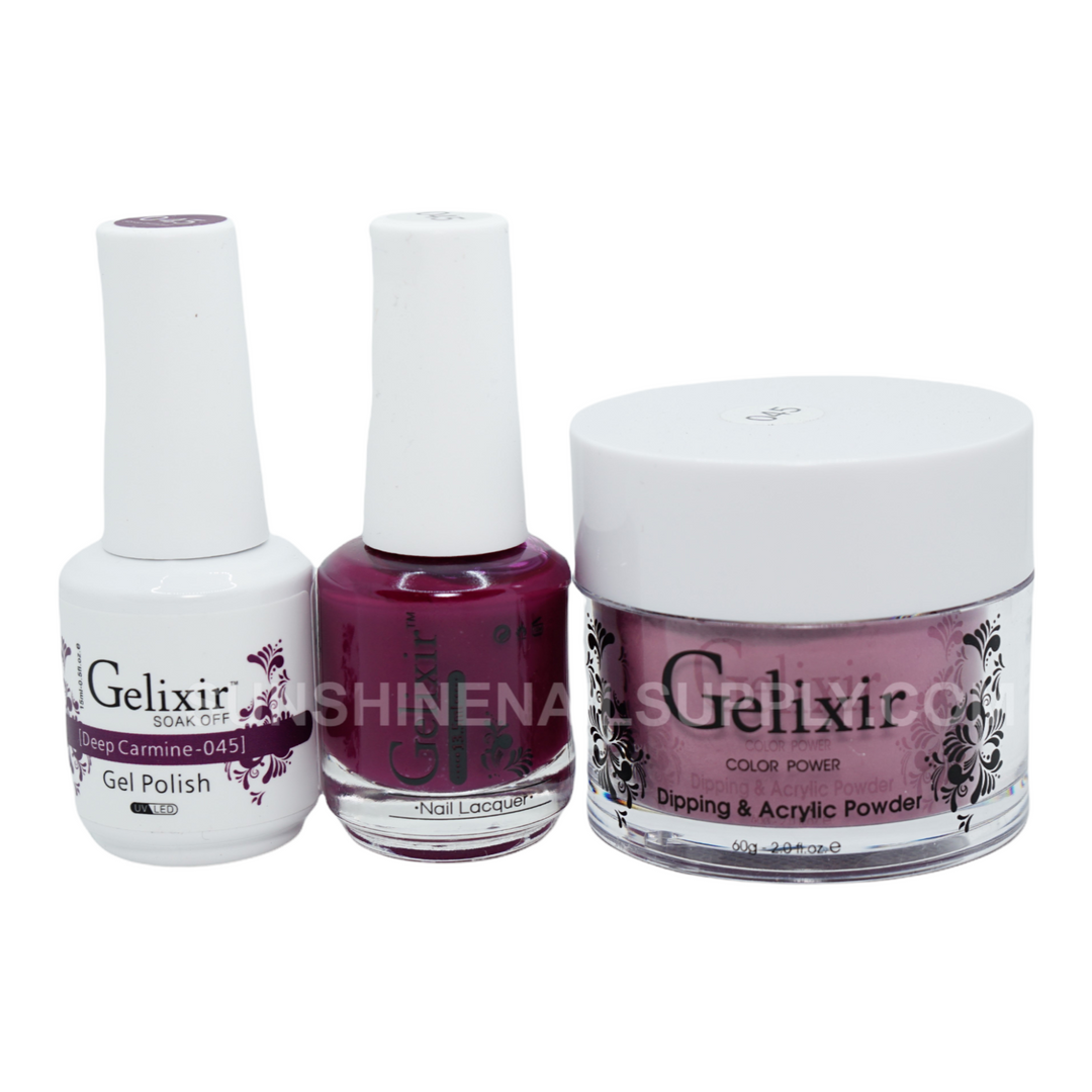 #045 - Gelixir UV/LED Soak Off Gel polish - Deep Carmine 3in1