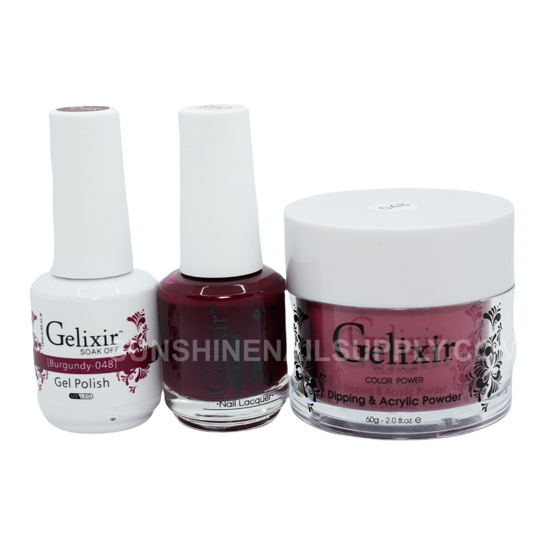 #048 - Gelixir UV/LED Soak Off Gel polish - Burgundy 3in1