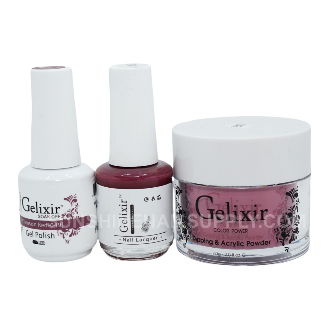 #049 - Gelixir UV/LED Soak Off Gel polish - Crimson Red 3in1