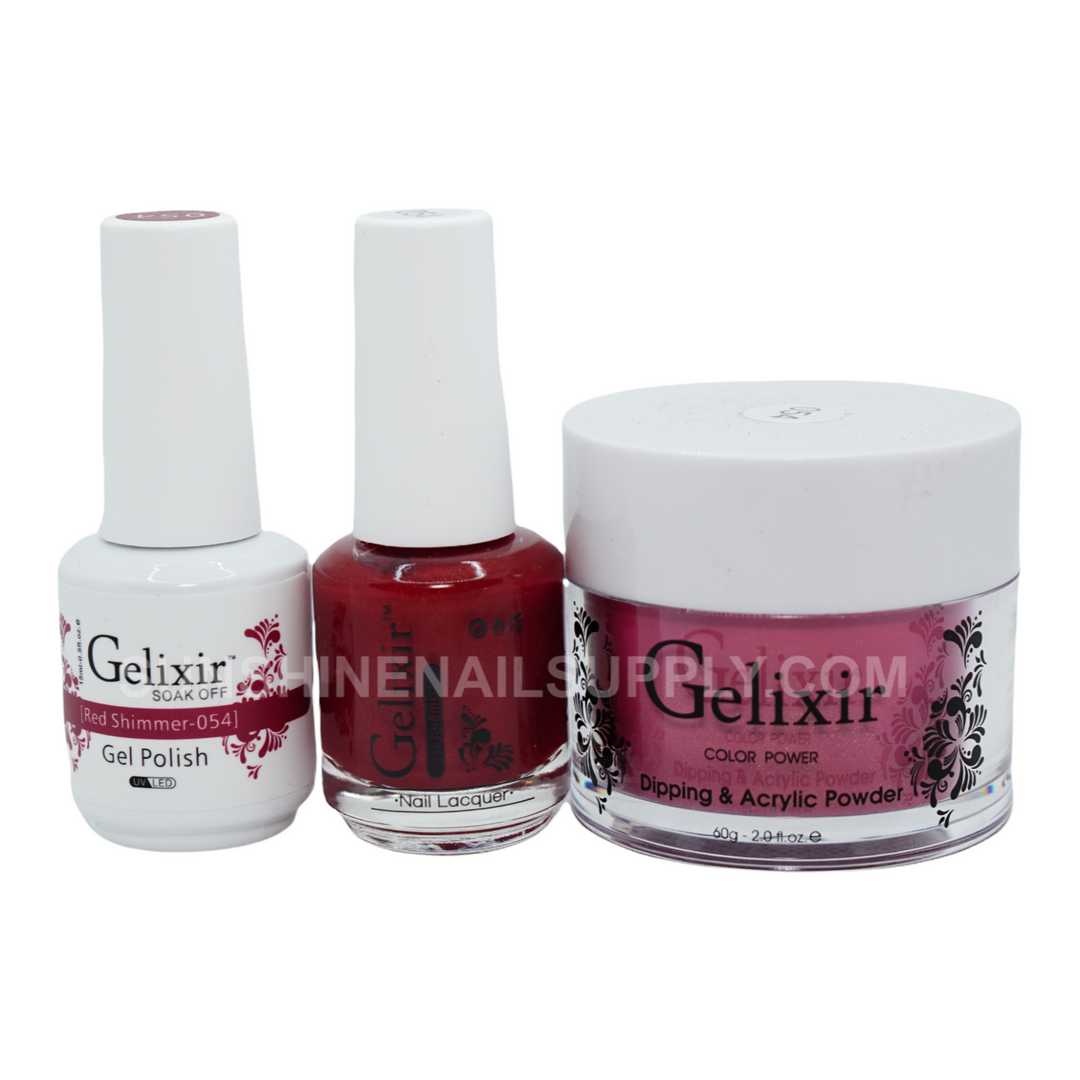 #054 - Gelixir UV/LED Soak Off Gel polish - Red Shimmer 3in1