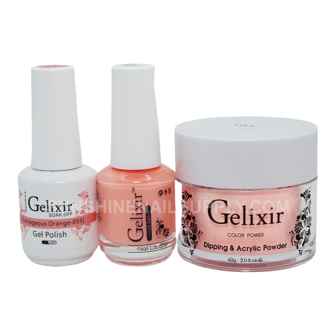 #055 - Gelixir UV/LED Soak Off Gel polish - Outrageous Orange 3in1