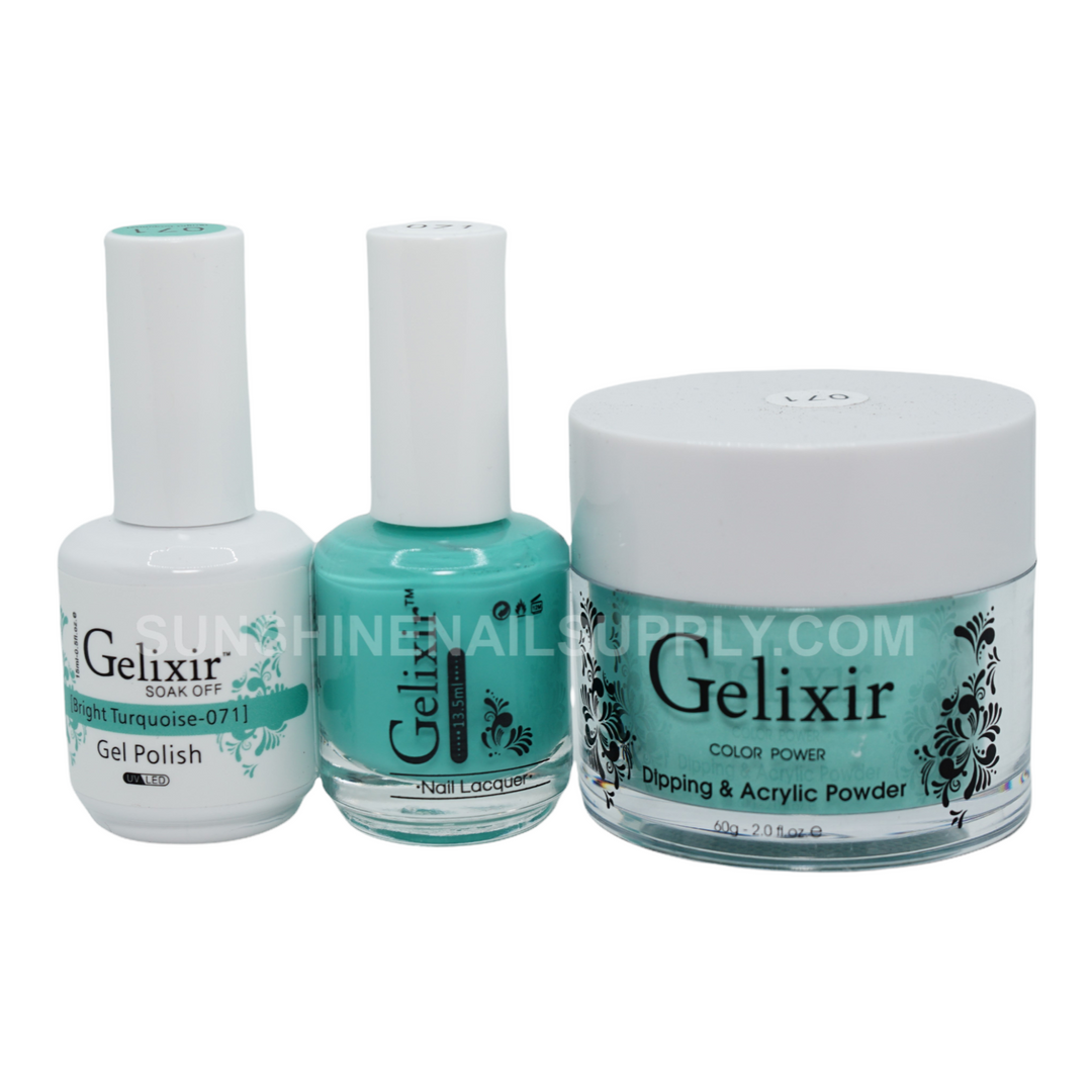 #071 - Gelixir UV/LED Soak Off Gel polish - Bright Turquoise 3in1