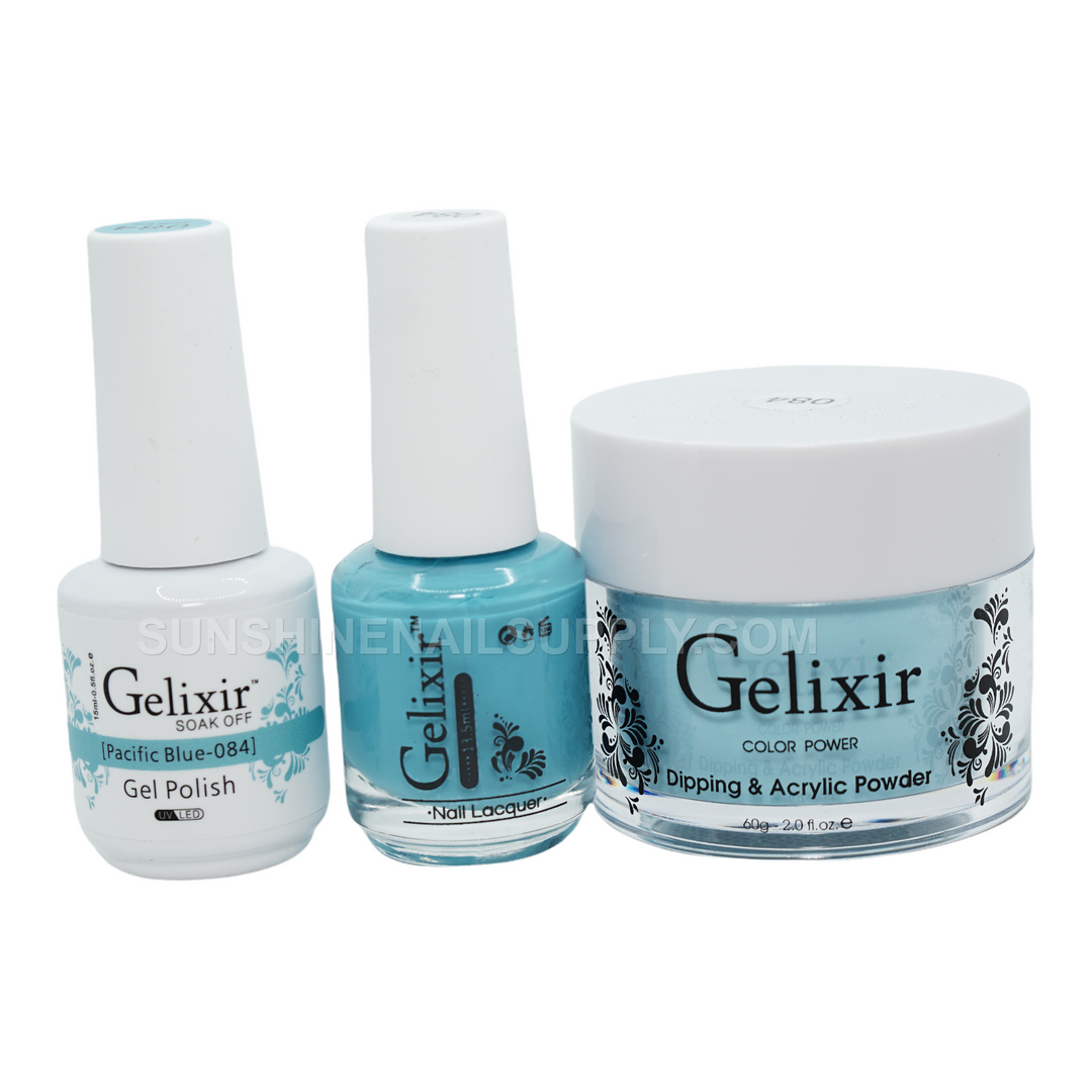 #084- Gelixir UV/LED Soak Off Gel polish - Pacific Blue 3in1