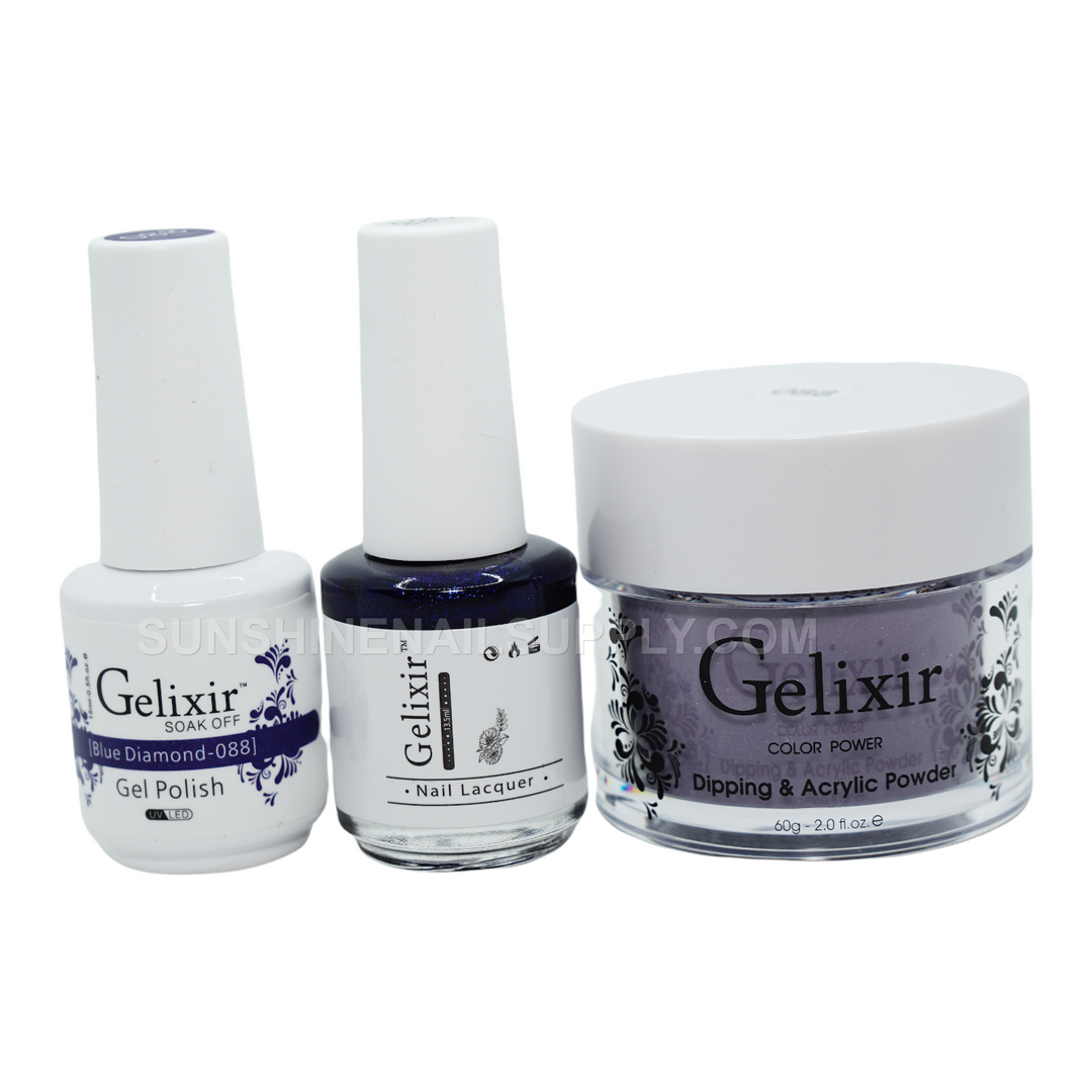 #088 - Gelixir UV/LED Soak Off Gel polish - Blue Diamond 3in1