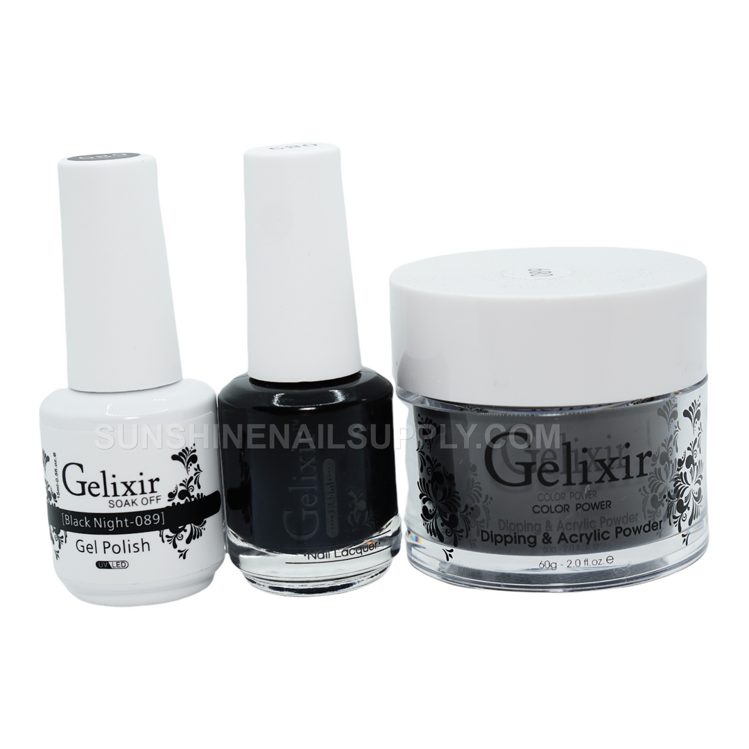 #089 - Gelixir UV/LED Soak Off Gel polish - Black Night 3in1