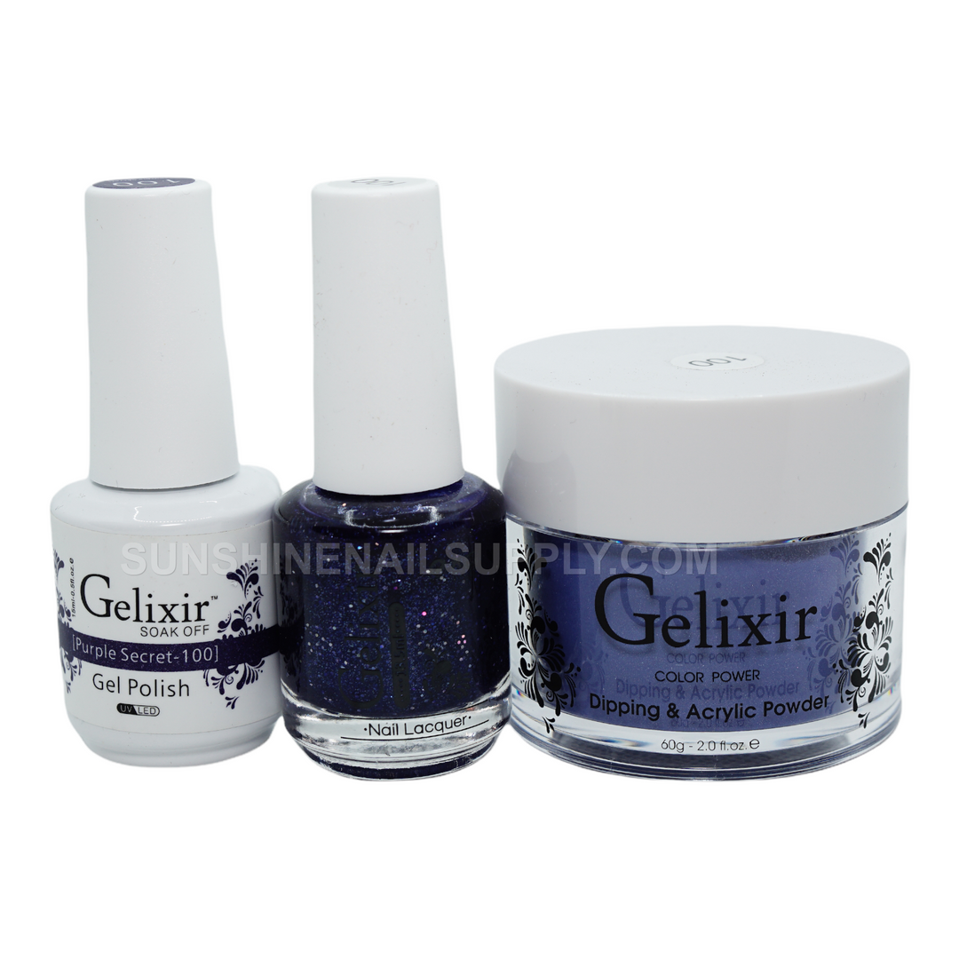 #100 - Gelixir UV/LED Soak Off Gel polish - Purple Secret 3in1