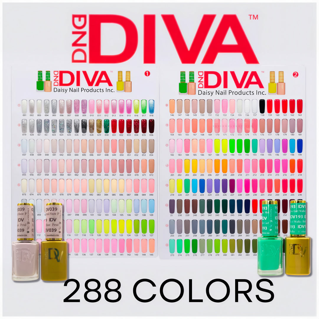 #000 - DND Diva UV/LED Soak Off Gel polish complete matching set