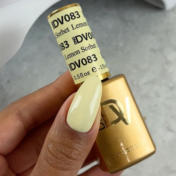 DND Diva #83 Lemon Sorbet – nail swatch 2