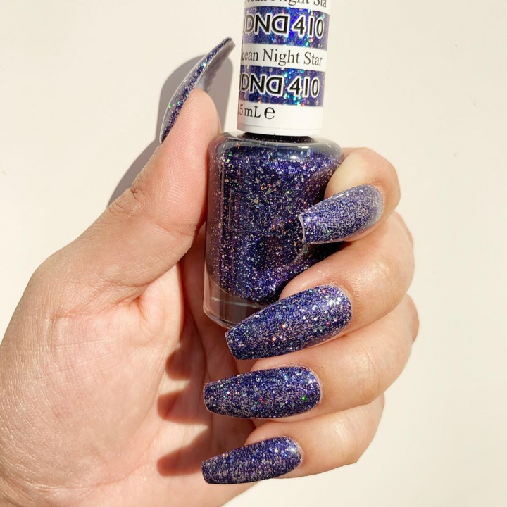DND Gel #410 Ocean Night Star – nail swatch 2