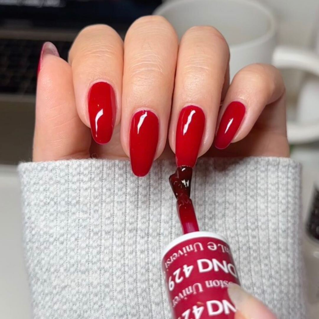 DND Gel #429 Boston University Red – nail swatch 7