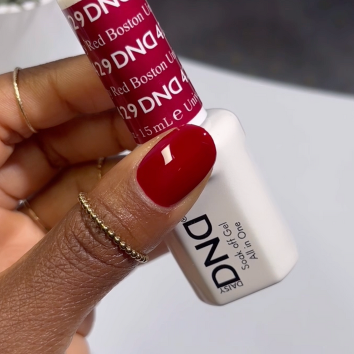 DND Gel #429 Boston University Red – nail swatch 3