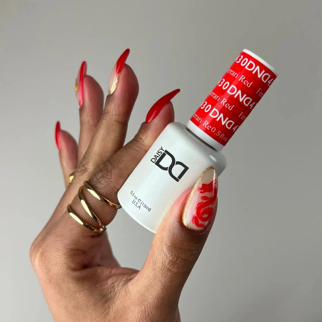 DND Gel #430 Ferrari Red – nail swatch 5