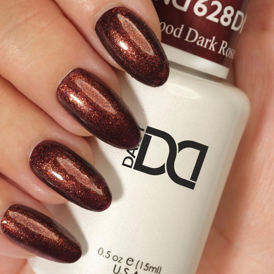 DND Gel #628 Dark Rosewood – nail swatch
