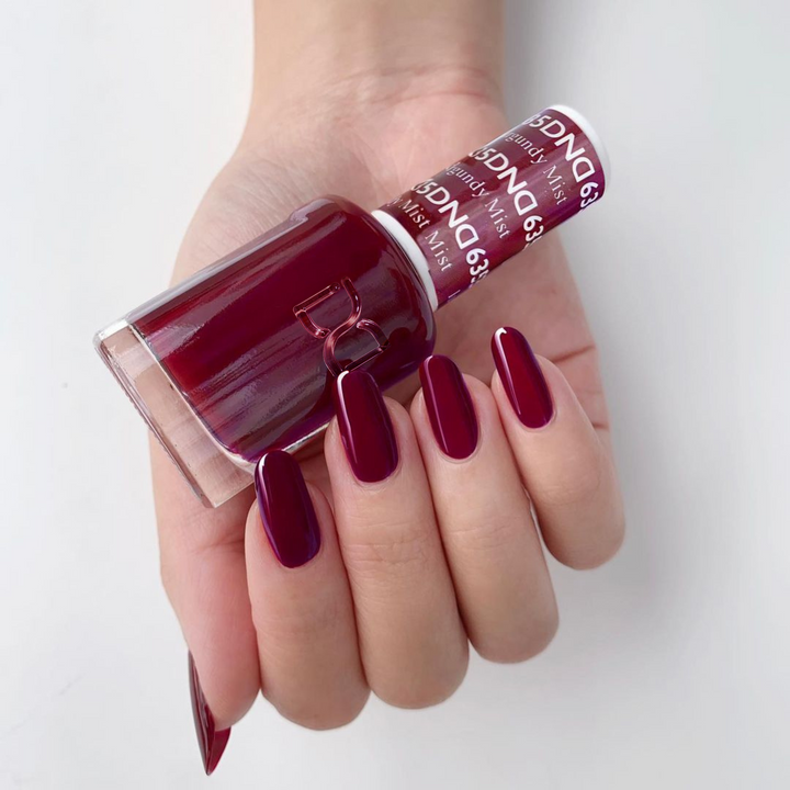 DND Gel #635 Burgandy Mist – nail swatch 2