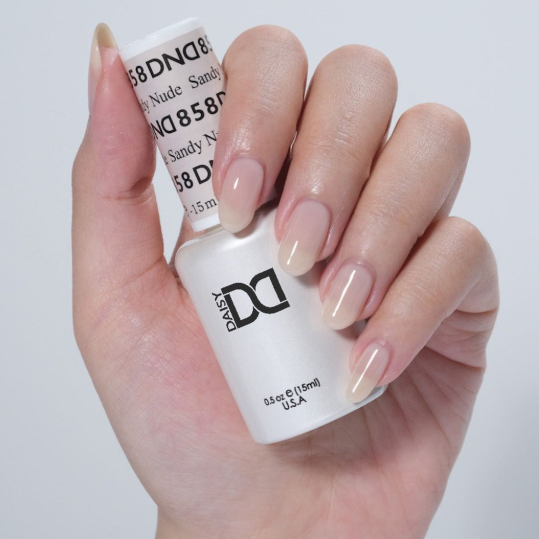 DND Gel #858 Sandy Nude – nail swatch