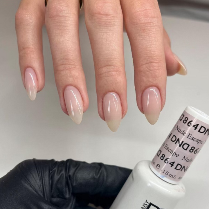 DND Gel #864 Nude Escape – nail swatch 2