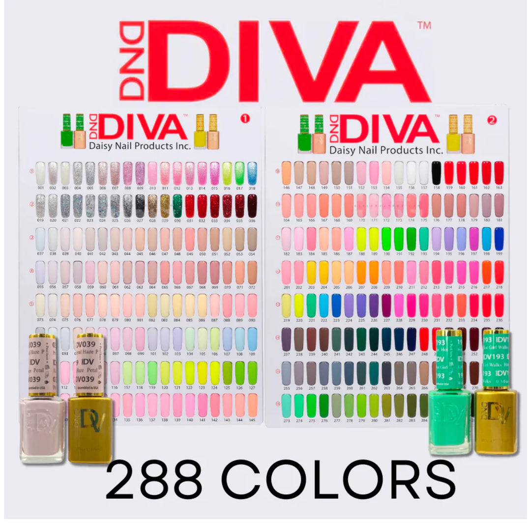 #000 - DND Diva UV/LED Soak Off Gel polish complete matching set