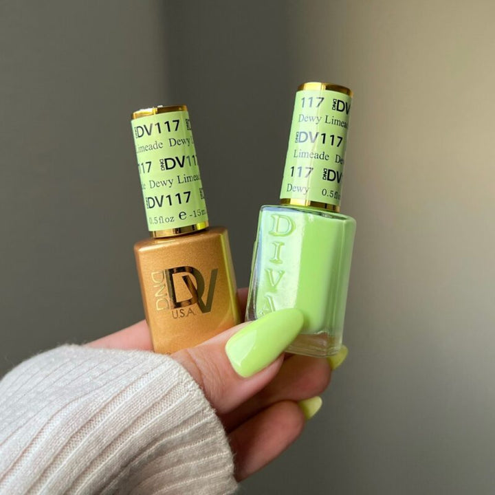 DND Diva #117 Dewy Limeade – nail swatch 2