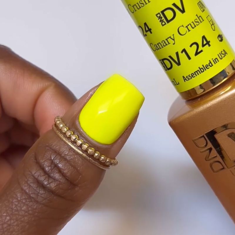 DND Diva #124 Canary Crush – nail swatch 2