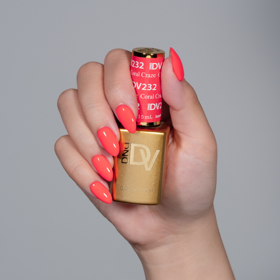 DND Diva #232 Coral Craze – nail swatch 2