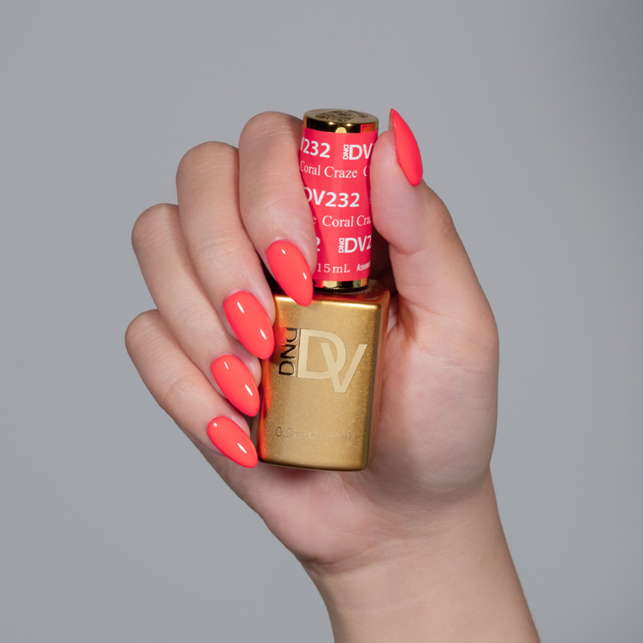 DND Diva #232 Coral Craze – nail swatch 2
