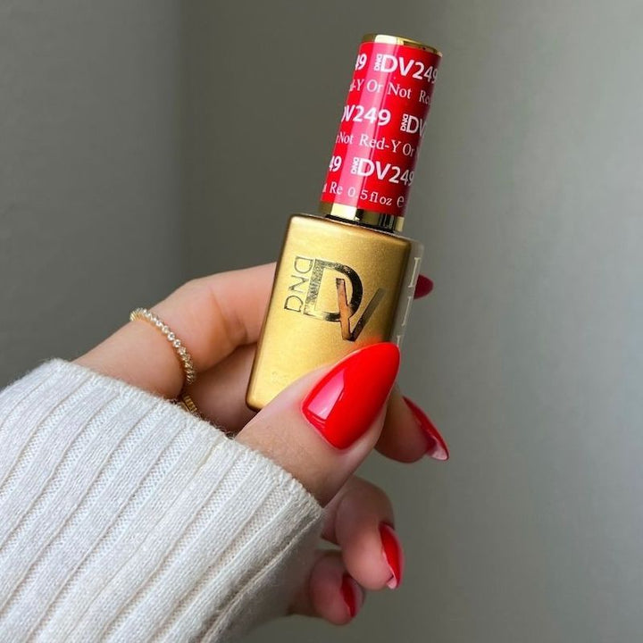DND Diva #249 Red-Y or Not – nail swatch 2