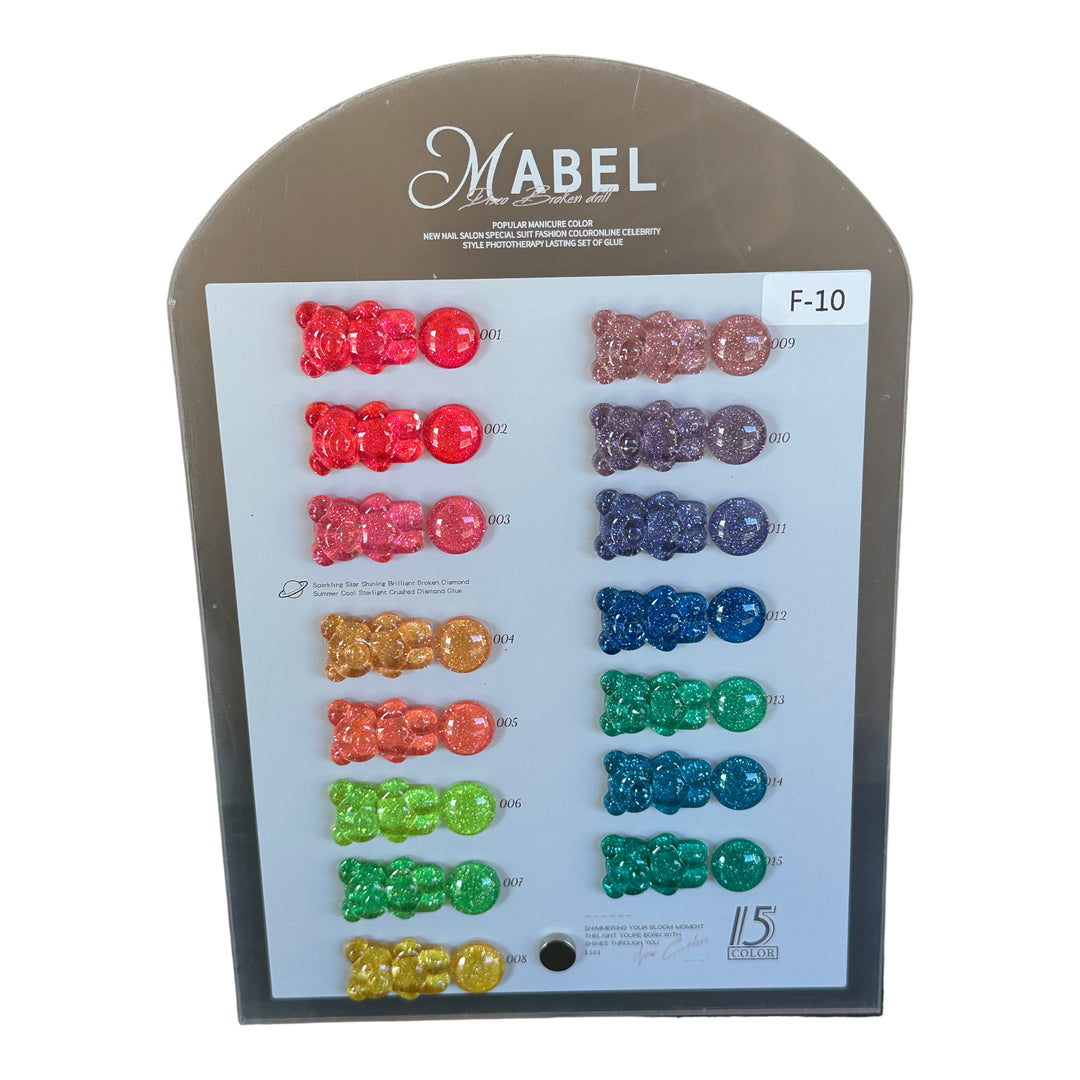 Mabel Gel 15 Glitter Gel Colors - F10