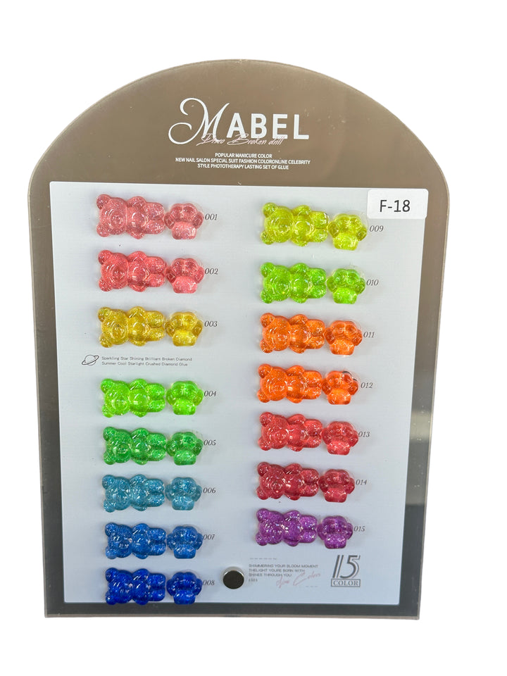 Mabel Gel 15 Glitter Gel Colors - F18