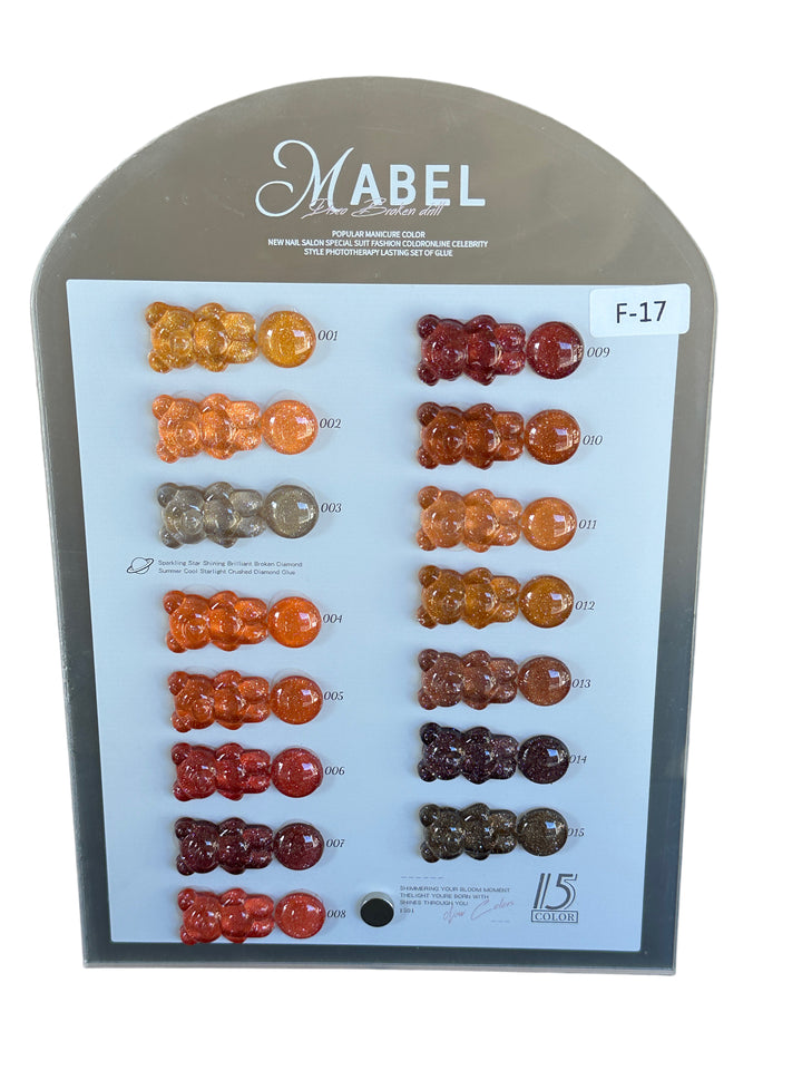 Mabel Gel 15 Glitter Gel Colors - F17