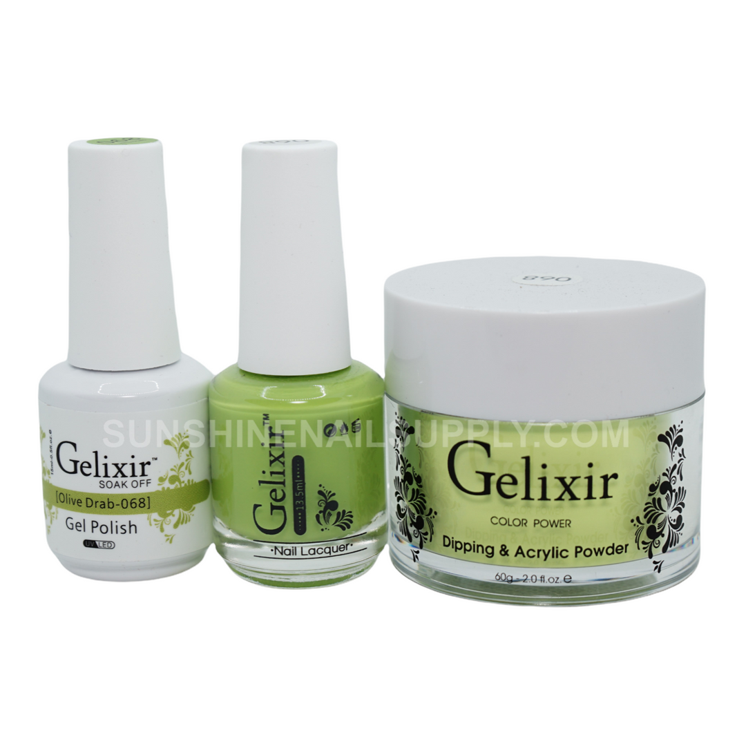 #068 - Gelixir UV/LED Soak Off Gel polish - Olive Drab 3in1