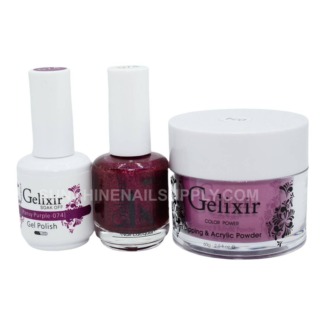 #074 - Gelixir UV/LED Soak Off Gel polish - Pansy Purple 3in1