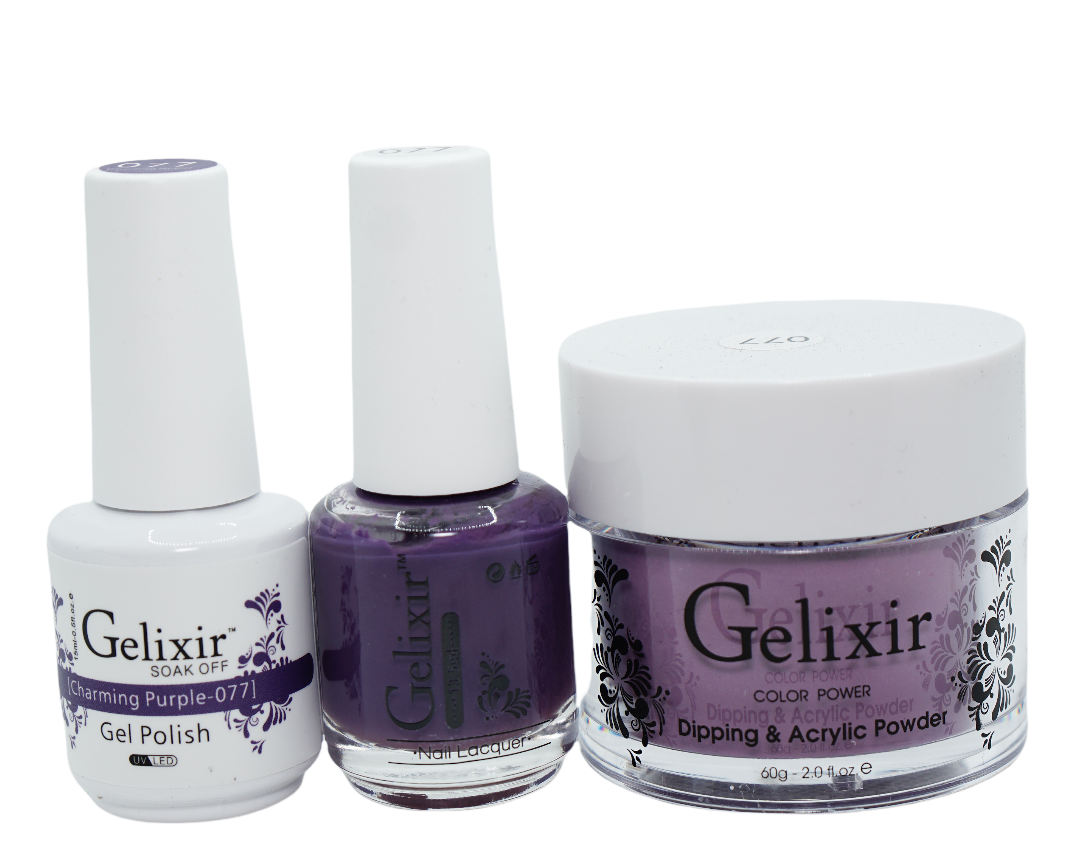 #077 - Gelixir UV/LED Soak Off Gel polish - Charming Purple 3in1