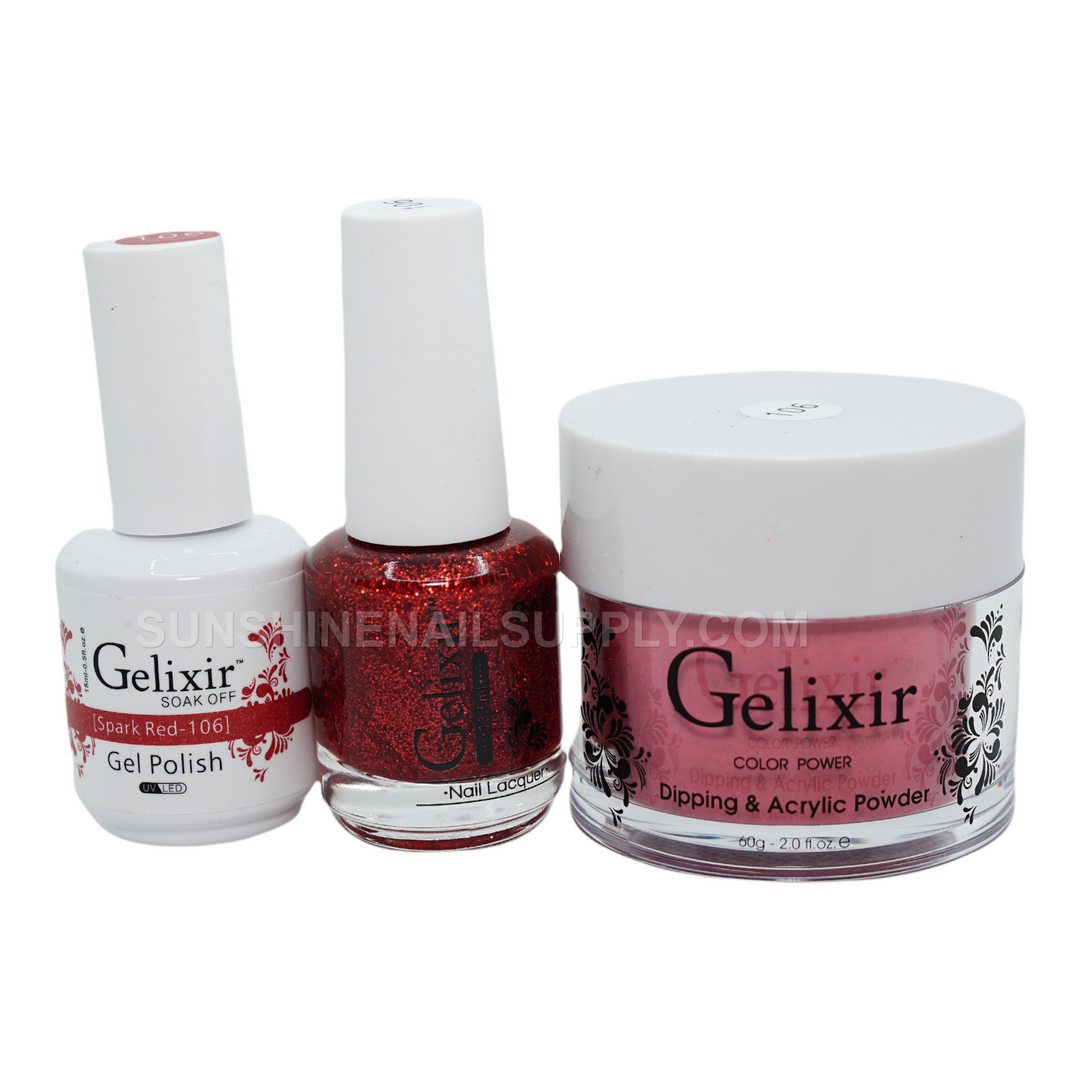 #106 - Gelixir UV/LED Soak Off Gel polish - Spark Red 3in1